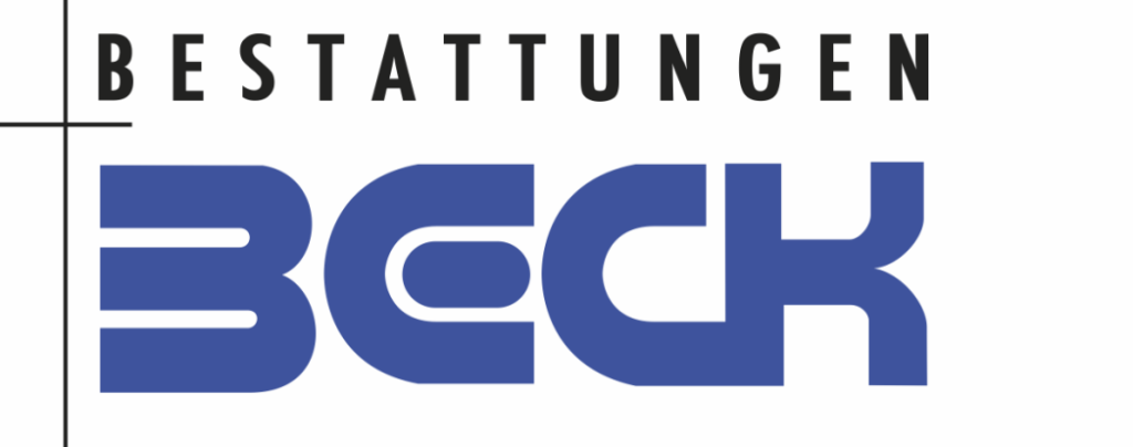 Firmenlogo Bestattungen Beck Schwarzes Kreuz und blauer schriftzug